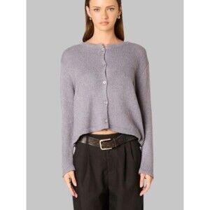 NIA Gray Button-Front Knit Cardigan